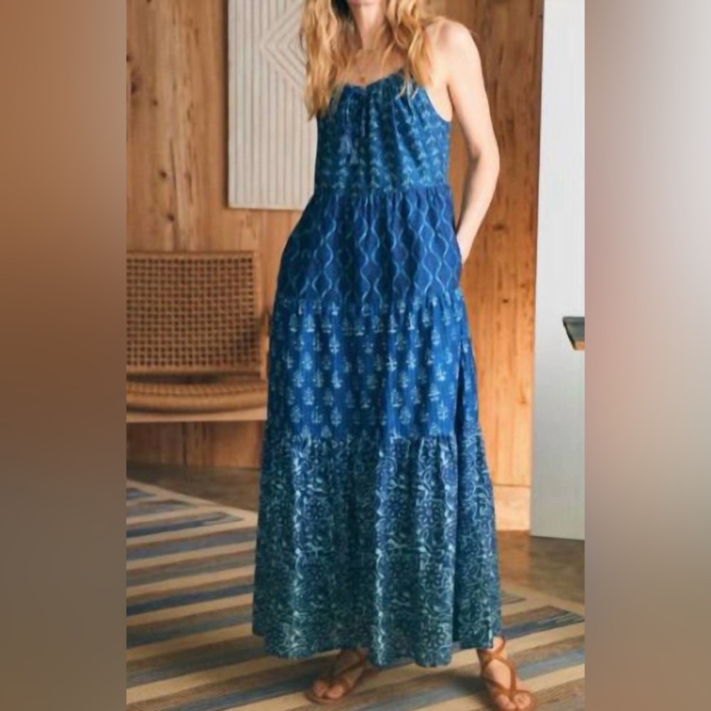 FAHERTY silk blend sun chaser maxi dress in blue S NWTS resort wear LAST ONE!!